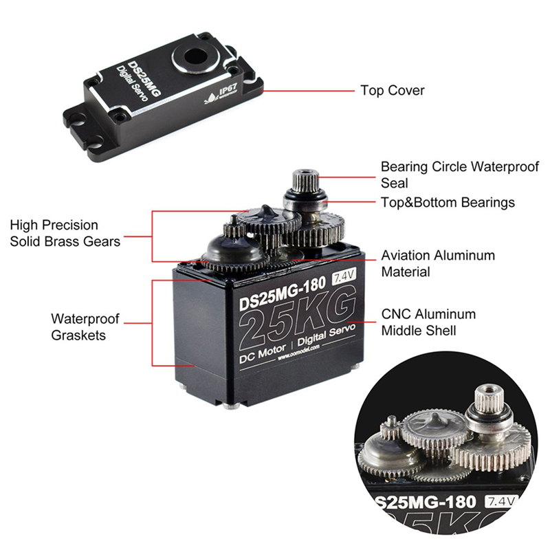 Robot Arm Motor - Excellenttqualityy-25KG Servo Motor Waterproof Digital Servo