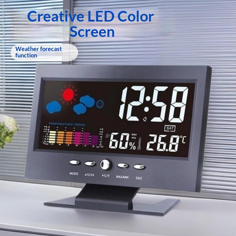 Weather Station Indoor - Multifunctional Weather Station Clock, LCD Digital