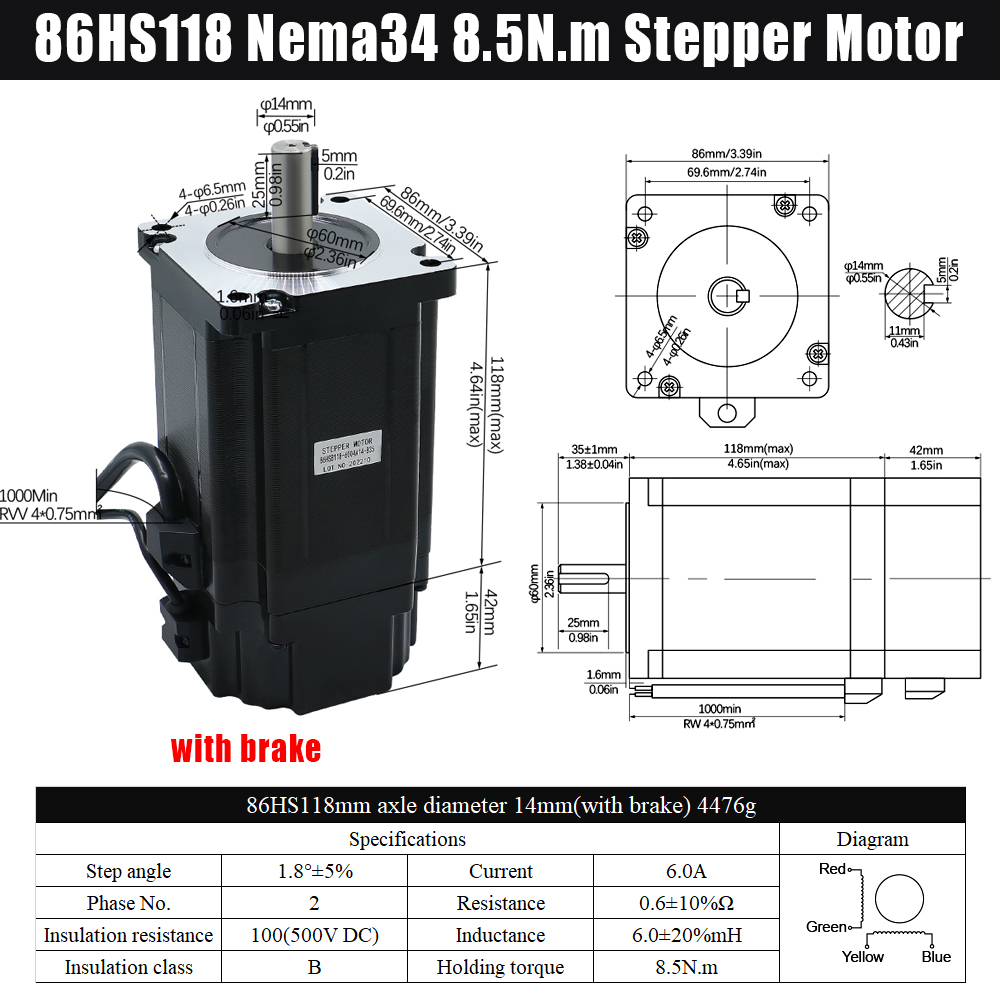 MHCNC Nema34 118mm 8.5Nm Open  – обзор и цена Robot Arm Motor